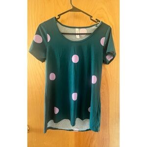 Polka Dot Women's Top - Dark Teal and Lavender